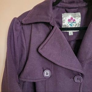Dark purple tie waist trench coat jacket